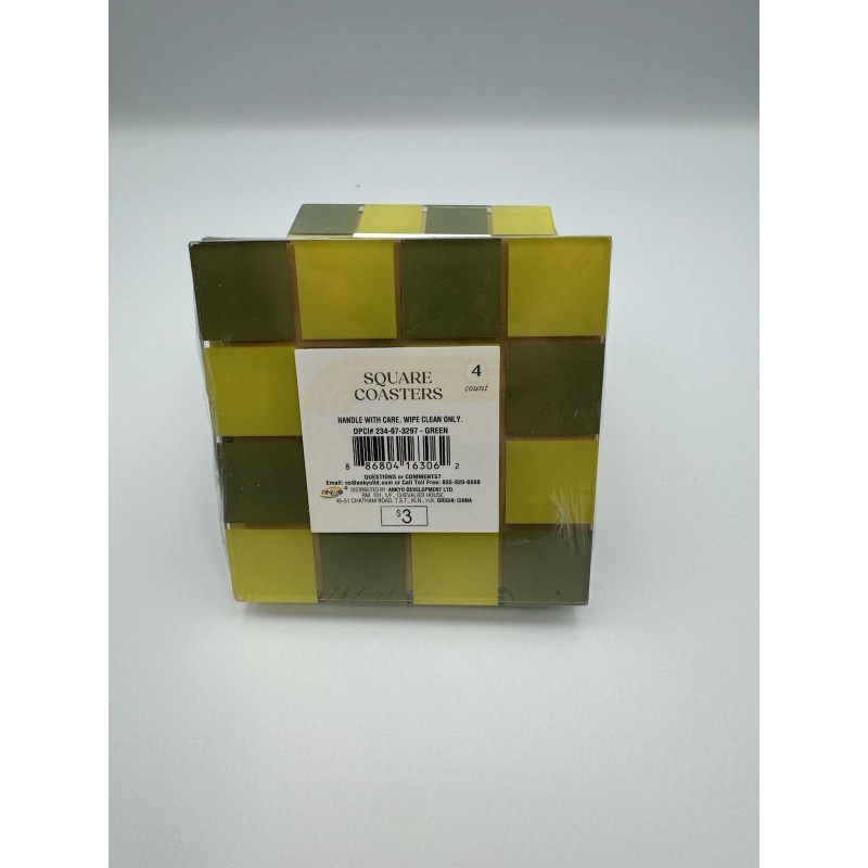 Ankyo Square Glass Coasters 4 sets of 4 Green