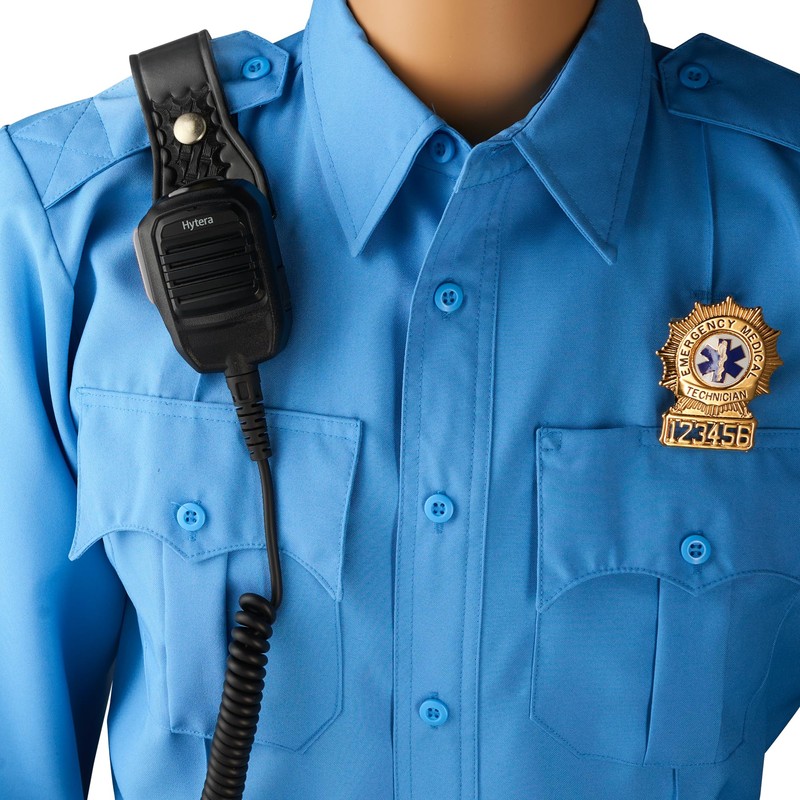 JAY-PEE Two-Way Radio Microphone Holder Epaulet Shoulder Basketweave Leather Mic