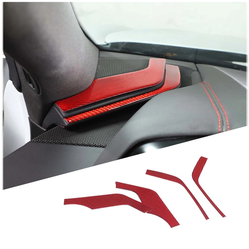 autopart2021 Red Carbon Fiber Instrument Dashboard Side Panel Trim For