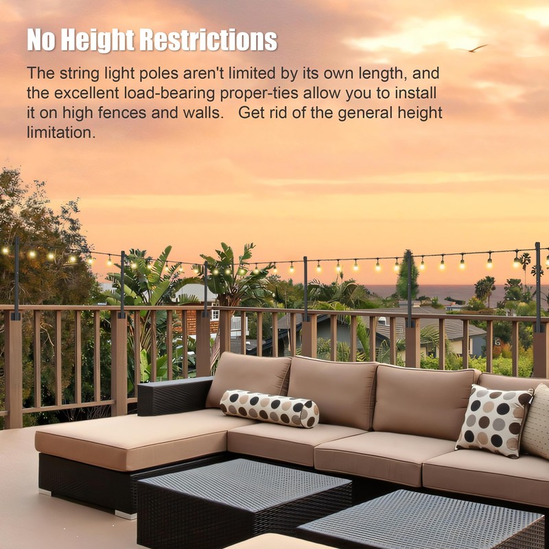 Suchtale 4 Pack 2.8 FT String Light Poles, Suspension Outdoor