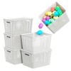 Qskely 6-Pack Large Plastic Storage Baskets with Lid, White