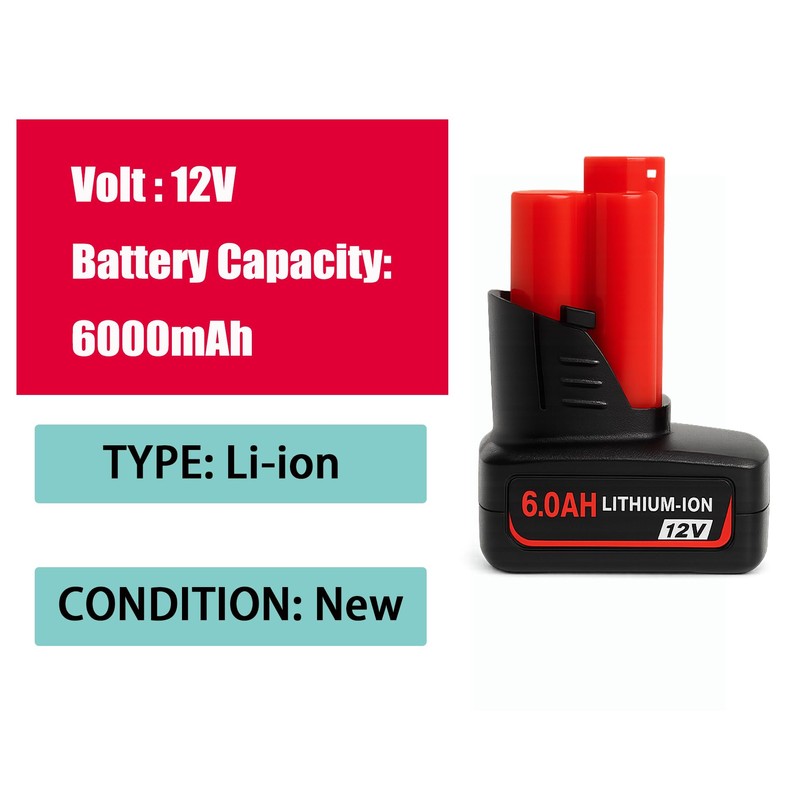 VOLT1799 2-Pack 6.0Ah 12V Batteries 48-11-2460 for Mliwaukee 12v Cordless