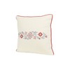Creative Co-Op Square Floral Cross-Stitch Cotton Piped Trim Pillow, Red