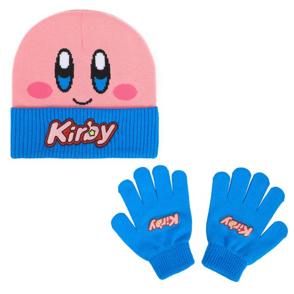 Kirby Big Face Kids Beanie & Gloves Set