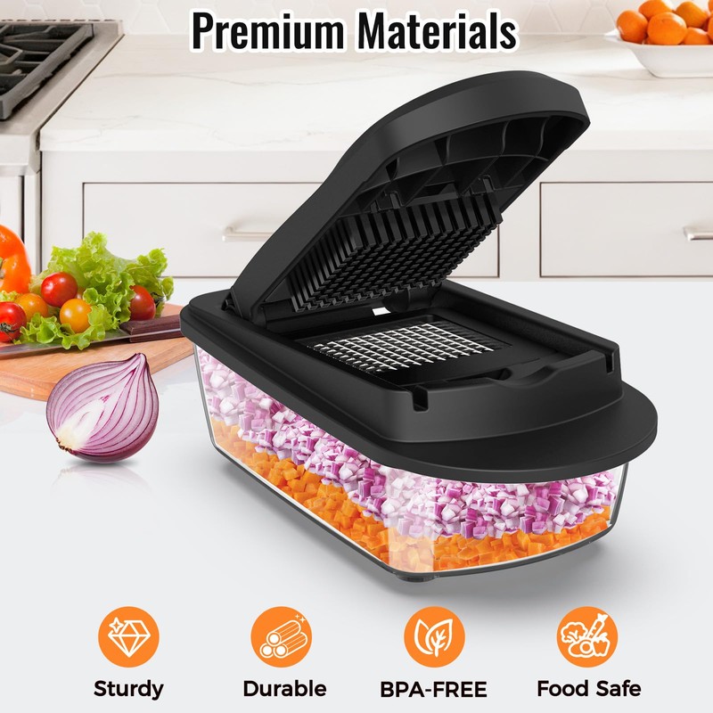 8 Blade All-in-1 Vegetable Chopper Mandoline Slicer with Container, Food