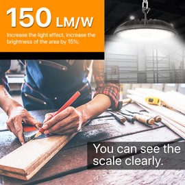 DEMILARE 2 Pack Led High Bay Light 150W, 5000K 22500 lm High Bay Led Shop Lights, IP65 Waterproof UFO High Bay Light 120-277V, Commercail Lighting for Warehouse, Workshop, Garage, Barn