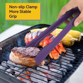 Plastic Tongs Bakery, 3 Sizes 6/8/10 inch Small Serving Tongs Food Salad Bread Tongs for Home Kitchens Camping Parties Barbecues and Bakery (Purple)