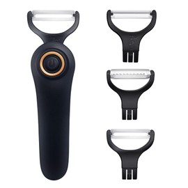 SUNHAIXIA Electric Peeler, 3 Stainless Steel Blades, Fruit & Potato Peeler, Type-C Charging,Battery Capacity 1500 mAh (PL907E-BLACK)