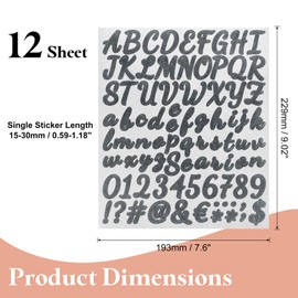 uxcell 912Pcs 12Sheets Glitter Letter Stickers, Self-Adhesive Alphabet Sticker Letter Number Decal Kit Symbols Alphabet Decals for Crafts Scrapbooking Classroom Decor, Black