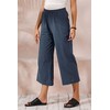 ECUPPER Womens Casual Loose Elastic Waist Cotton Trouser Cropped Wide
