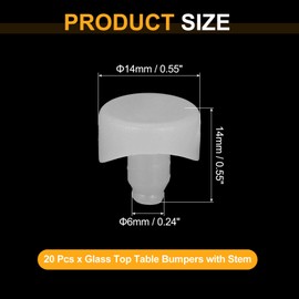 sourcing map 20Pcs Surface Glass Top Table Bumpers with Stem, Soft Rubber Grippers Anti Slip Pads for 6mm Hole, Table Spacers Furniture Cabinet Pads Foot End Caps Covers Protectors, White
