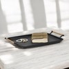 Syla Black Metal Tray with Wicker Wrapped Handles - Rectangle