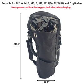 MUROCEA - Bolsa de hombro para tanque de oxígeno, bolsa de soporte para cilindros portátil, se adapta a A, B, C, D, M2, ML6, M7 O2, accesorios para bolsa de transporte, 20.7 pulgadas de largo x 8.7