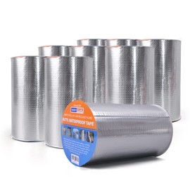 ADHES Butyl Tape Waterproof Tape Aluminum Foil Tape Sealan Tape,8inch x 5m,for RV Repair, Window, Silicone, Boat and Pipe Sealing, Glass & EDPM Rubber Roof Patching, Silver,9 Rolls