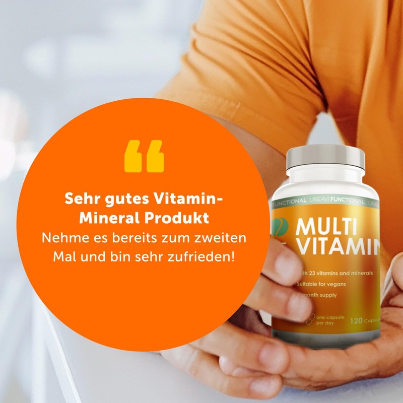 LINEAVI Multivitamin 120 Vegan Capsules (4 Month Supply), High Dose