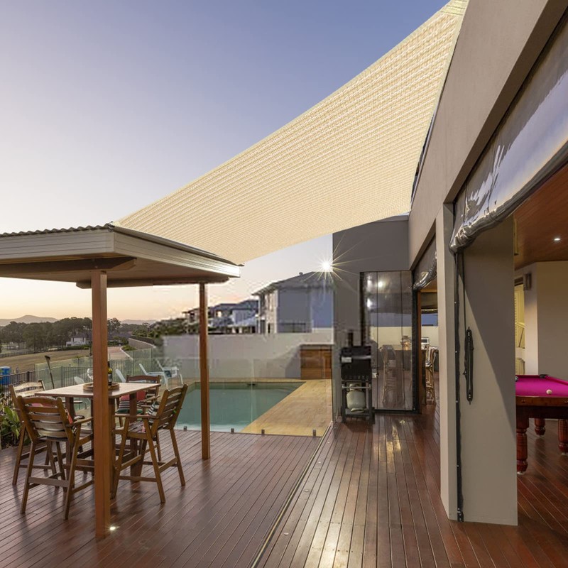 5' x 13' Beige Straight Edge Sun Shade Sail, Rectangle