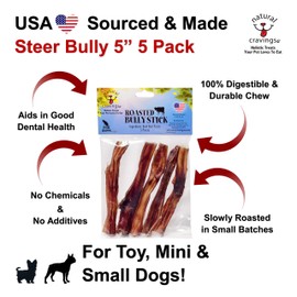 Natural Cravings USA Roasted Bully Sticks for Dogs 5 Pack 5 inch Odor Free Dog Chews Natural Cravings