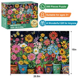 300 Piece Puzzles for Adults,Butterfly Flower Jigsaw Puzzle for Adults Kids Elderly,Large Piece Floral Puzzle for Kids Age 8-10 10-12,Fantasy Nature Landscape Puzzle,Family Game Great Gift 20.5x15in