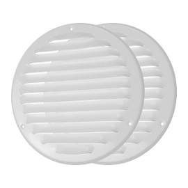 Vent Systems 6" Soffit Vent Cover - Pack of 2 - White - Round Air Vent Louver - Grill Cover - Built-in Insect Screen - HVAC Vents for Bathroom, Home Office, Kitchen