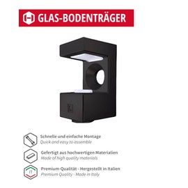 Gedotec Glass Shelf Support Black Nickel-Plated with Clamping Lock [Pack of 20] Shelf Holder for Glass Shelves with 4-8 mm Thickness I Glass Shelf Support & Shelf Bracket I Glass Shelf Support