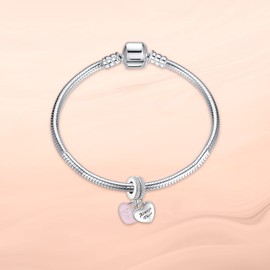 Annmors Charms Best Friends Always There Pendant S925 Sterling Silver Dangle Bead with Cubic Zirconia for European Bracelets and Necklaces, Christmas Jewellery Gift for Men and Women