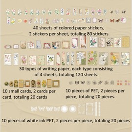 Gdrghe 50Pcs Aesthetic Scrapbooking Stickers Paper Pack Vintage Flowers Journaling Supplies Kit for DIY Decorative Papers and Stickers Paper Kit for Scrapbook Supplies Journal Kit