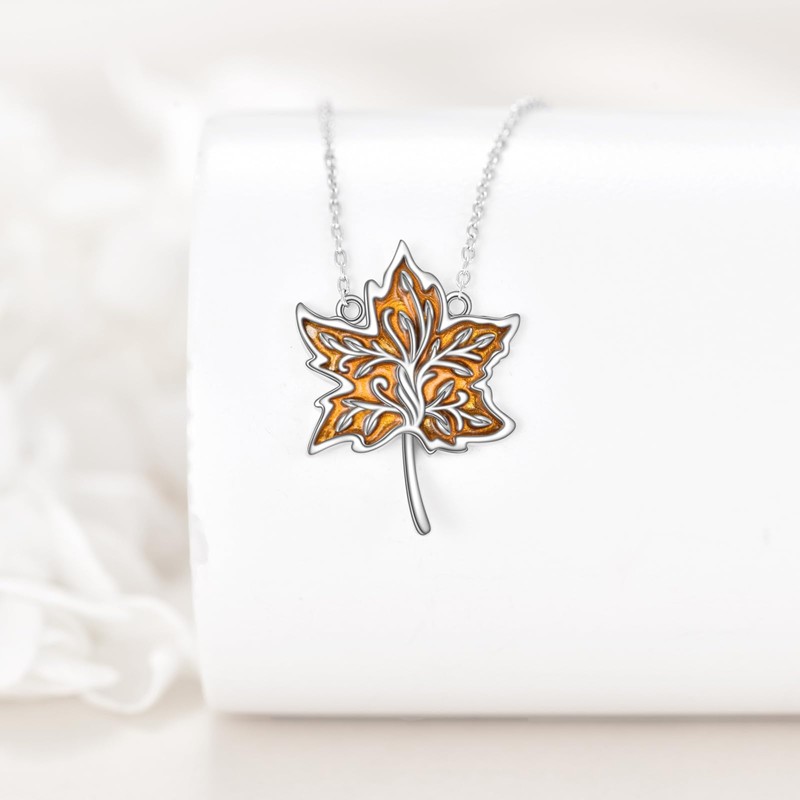 VIJASHOP Maple Leaf Necklace 925 Sterling Silver Dainty Maple Leaf