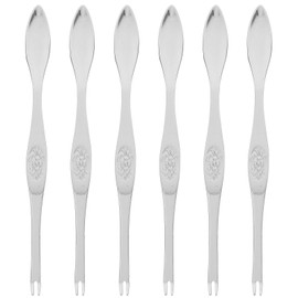 HEMOTON 6 Pack Seafood Forks Picks Stainless Steel Seafood Crab Lobster Shellfish Fork Picks Spoon Fruit Forks Nutcracker Needle Kitchen Picnic Seafood Tools
