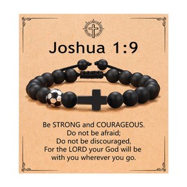 Baptism Christian Gift for Boys Men,Football Stuff, Christening Gifts for Boys,Cross Bracelet for Men,Religiou Inspirational Football Gift,Soccer Cross Bracelet for Nephew,Grandson, Dad, Husband