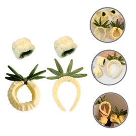 BIUDECO 1 Set Skincare Headband and Wristband Cartoon Pineapple Face Washing Bands for Makeup Yoga and Daily Use Water Absorbent and Stretchable for Comfort