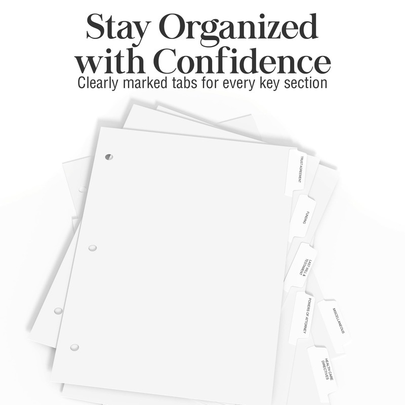 Estate Planning Binder Dividers with Tabs - Pre-Labeled, Laminated Dividers