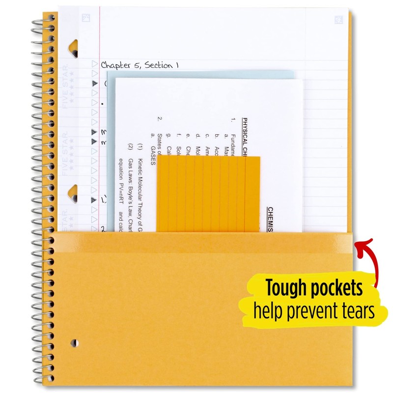 Five Star Spiral Notebook + Study App, 3 Subject, College