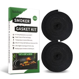 kaidun High Temperature Grill Gasket for Smokers, Black Self Stick Hi-Heat Seal Fire Tape for BBQ Lid, 1/2’’ x 1/8’’, 20 Ft