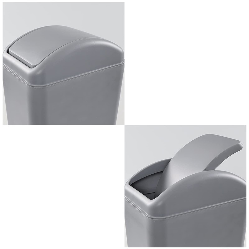 Vababa 1 Pack 3 Gallon Plastic Swing Top Trash Can,
