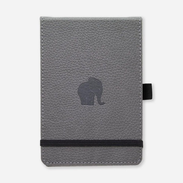 Dingbats A6+ Wildlife Notebook Journal Hardcover, Cream 100gsm Ink-Proof Paper, 6.1 x 4.3 inches, 192 pages (Gray Elephant, Dotted)