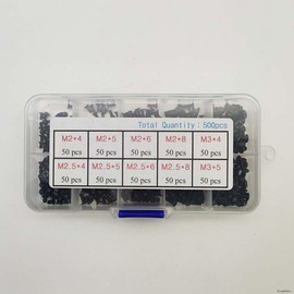 Computer Screw Set, 500 Pieces M2/M2.5/M3 Black Carbon Steel Screws, 10 Sizes Assortment Box