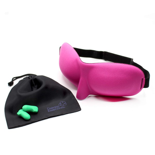 Wild Essentials Sweet Dreams Contoured Sleep Mask Kit with Travel Pouch and Earplugs Set ~ Pink