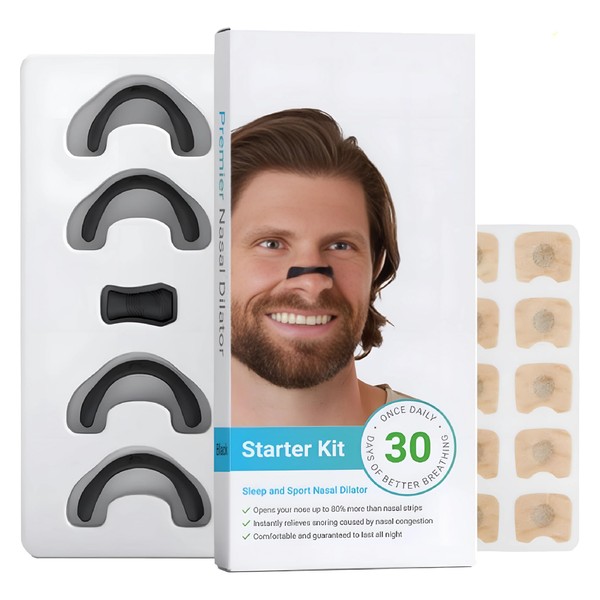 Magnetic Nose Strip (30 Count, Black), Breathing Nasal Strip Starter