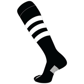 PEAR SOX Pearsox Nylon Knee High Stock Slugger Socks - Seamless Toe, Moisture Wicking, Arch Support Socks with stripes- Pattern A(Black/White,Large)