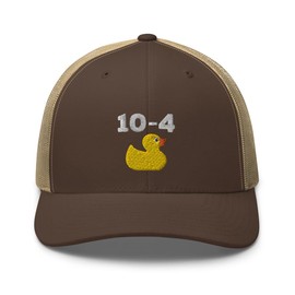 10-4 Rubber Ducky Trucker Hat for Men Women (Polyester Blend, Brown)