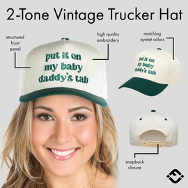 Two-Tone Canvas Snapback Baseball Cap for Women and Men - Baby Daddy: Put It on My Tab (Beige/Green)