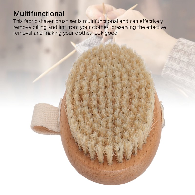 2PCS Set Sweater Cleaning Shaver Set Oval Beech Wood Bristle