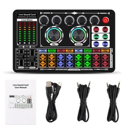 F999 Sound Card Audio Mixer Live Sound Card Voice Changer Mixing Console Amplifier Sound Card Phone Computer Universal