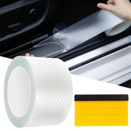 Car Door Sill Protector 7 cm x 10 m Car Door Sill Strips Carbon Fibre Sticker Car Protective Film Universal Car Door Sill Protector Car Door Sill Protector for Car Door Edge Protection