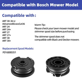Freeasy 2 Pack Strimmer Spool Line Compatible with Bosch ART 24/27/30/30-36 LI, AdvancedGrassCut 36, Double Autofeed Replacement Cutting Line Spool, Grass Trimmer F016800351
