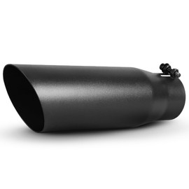 AUTOSAVER88 2.75" Inlet Black Exhaust Tip, 2.75in Inlet 3.5in Outlet 12in Overall Length Stainless Steel Powder Coated Finish Exhaust Tip, Fits 2 3/4 Inch Outside Diameter Tailpipe, Bolt On