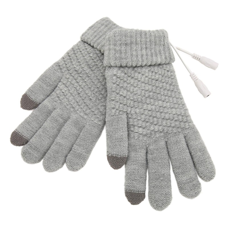 USB Heated Gloves Thicken Detachable Electronic Warming Knitted Gloves for
