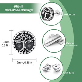 Viking Earrings 925 Sterling Silver Nordic Viking Jewellery Stud Earrings Viking Runes Earrings Gifts for Men Women Birthday