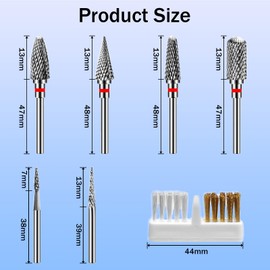 Nail Drill Bits, 6 Pieces Nail Drill Set, Nail Cutter Attachments, Professional for Manicure Pedicure, Alloy Tungsten Steel Bits (StilB)