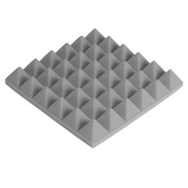 Pack of 12 Acoustic Panels Sponge Sound Foam Pyramid Absorbent Sound Insulation Foam 25 x 25 x 5 cm (Grey)
